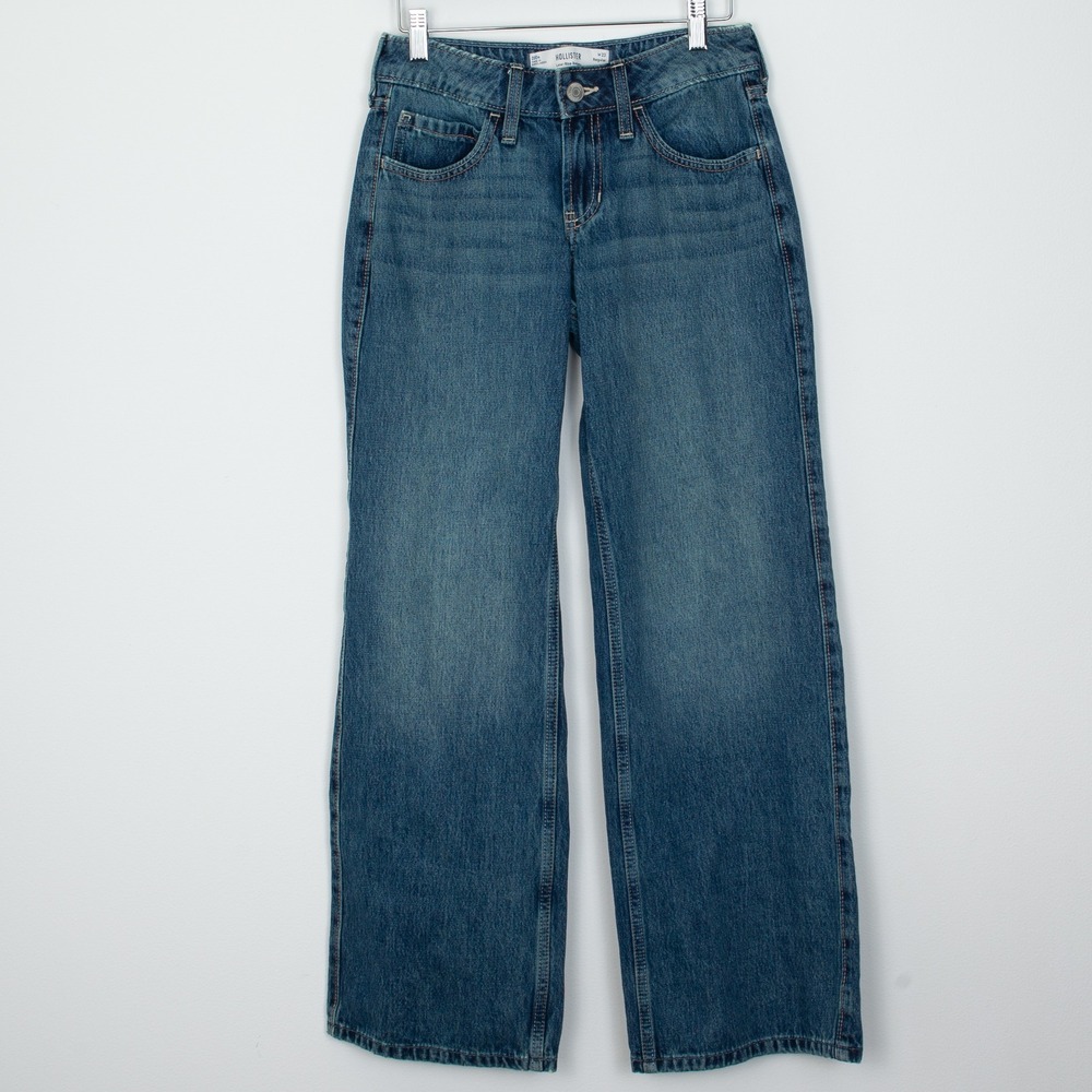 Hollister Low Rise Baggy‎ Jeans Womens Size 000R W23 Regular Medium Wash Denim